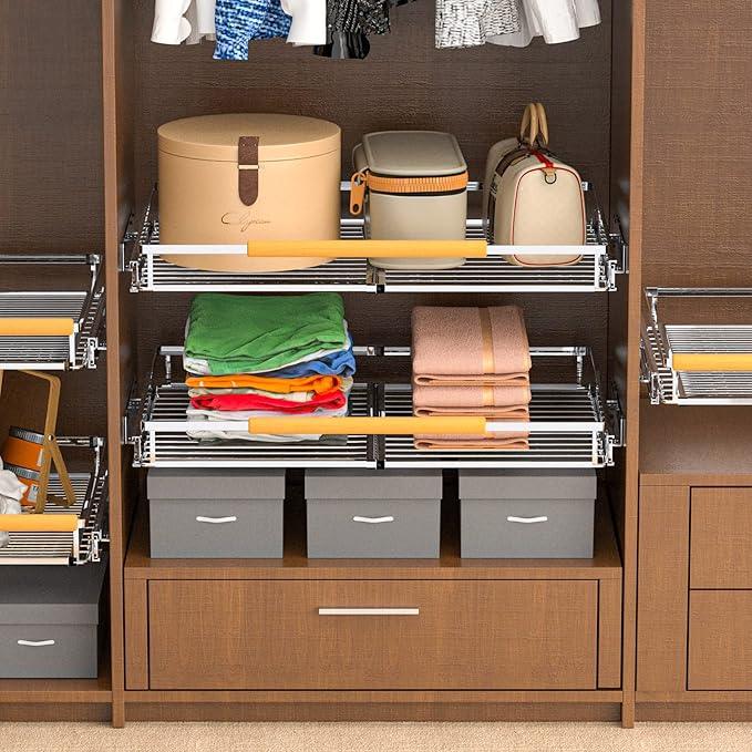 Pull Out Drawer Cabinet Organizer, Expandable Slide Out Storage Shelves - Heavy Duty, Durable and Smooth Slide-Out, 17" x 28" Wide x 22.5" Deep, 2 Pack - ModernBath
