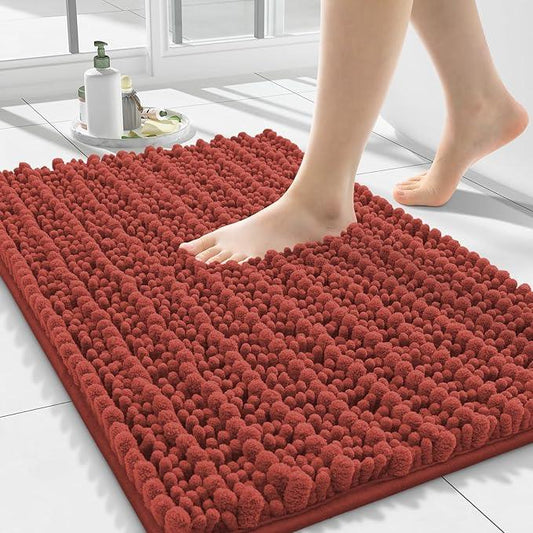 Smiry Bathroom Rugs Mat 24x16, Extra Soft Absorbent Chenille Bath Rugs, Non Slip Rubber Backing Machine Washable Quick Dry Bath Mats for Bathroom Floor, Tub, Shower, Home Decor Accessories, Maple Red - ModernBath