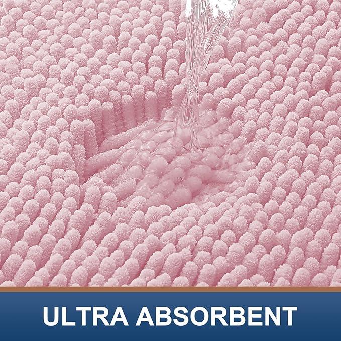 Smiry Luxury Chenille Bathroom Rugs 30x20, Extra Soft and Absorbent Shaggy Bath Mat, Machine Washable, Non-Slip Plush Carpet Runner for Tub, Shower, and Floor, Home Decor Accessories, Dusty Rose - ModernBath