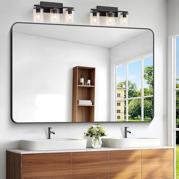 BONEWEI Black Bathroom Mirror,60x40 inch Wall Mirror for Bathroom Wall Mounted,Rectangle Mirror for Bathroom Over Sink,Modern Frame Round Corner for Living Room,Bedroom Entryway,Horizontal/Vertical - ModernBath