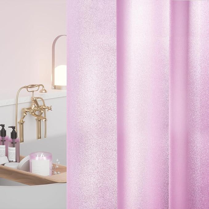 Seenus Dreamy Pink Glitter PEVA Shower Stall Curtain 48 x 72 inch, Waterproof Plastic Sparkle Shower Curtain Liner with Large Magnets, Blingbling Shimmery Bathroom Shower Curtain Rose Pink - ModernBath