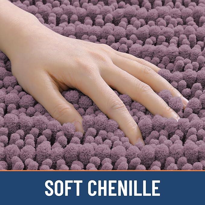 Smiry Bathroom Rugs Mat 36x24, Extra Soft Absorbent Chenille Bath Rugs, Non Slip Rubber Backing Machine Washable Quick Dry Bath Mats for Bathroom Floor, Tub, Shower, Home Decor Accessories, Deep Plum - ModernBath
