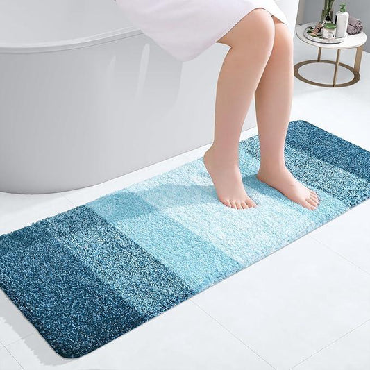 OLANLY Bathroom Runner Rugs 47x17, Extra Soft Absorbent Microfiber Bath Rugs, Rubber Backing, Quick Dry, Washable Bath Mats for Bathroom Floor, Tub and Shower, Home Decor Accessories, Peacock Blue - ModernBath