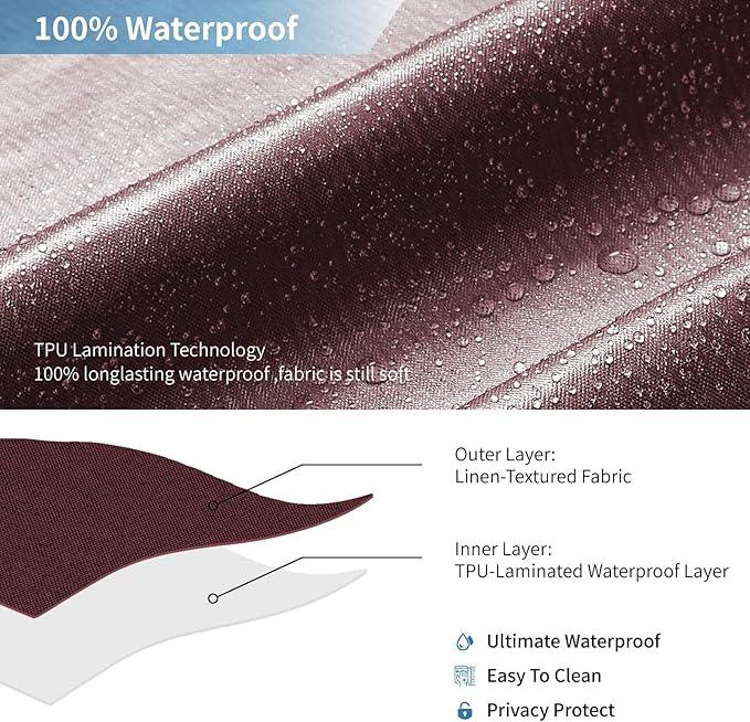 THAIGEE 2-in-1 Waterproof Fabric Shower Curtain or Liner,Linen Textured,Breathable TPU & Washable Bathroom Shower Curtain Set with 12 Plastic Hooks,Modern,72"x72" Burgundy - ModernBath