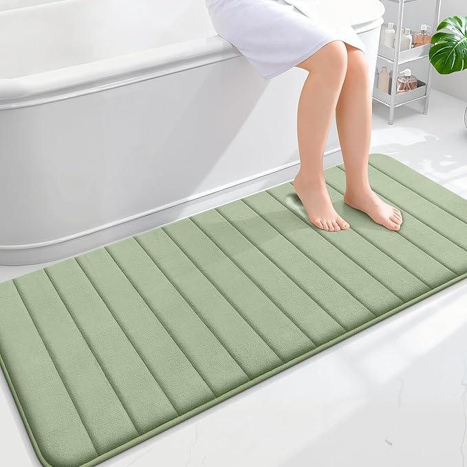 OLANLY Memory Foam Long Bathroom Rugs Runner 59x24, Super Soft Absorbent Bath Mat, Quick Dry, Machine Washable Shower Floor Rugs, Bathmat Carpet, Bathroom Home Decor Accessories, Sage Green - ModernBath