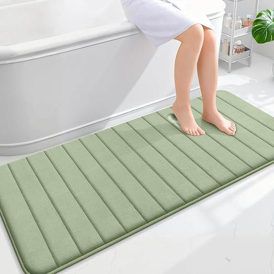 OLANLY Memory Foam Long Bathroom Rugs Runner 59x24, Super Soft Absorbent Bath Mat, Quick Dry, Machine Washable Shower Floor Rugs, Bathmat Carpet, Bathroom Home Decor Accessories, Sage Green - ModernBath