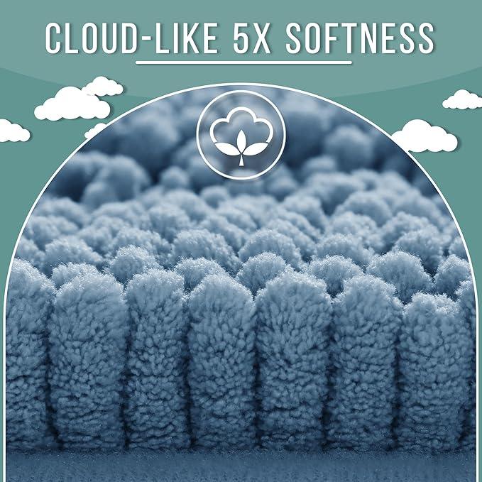 Yimobra Bathroom Rug Mat 32 x 20, Non Slip and Super Absorbent Bath Mat,Machine Washable Quick Dry,Ultra Plush Chenille Shower Rugs for Bathroom Floor Sink Tub and Shower Outside,Denim Blue - ModernBath