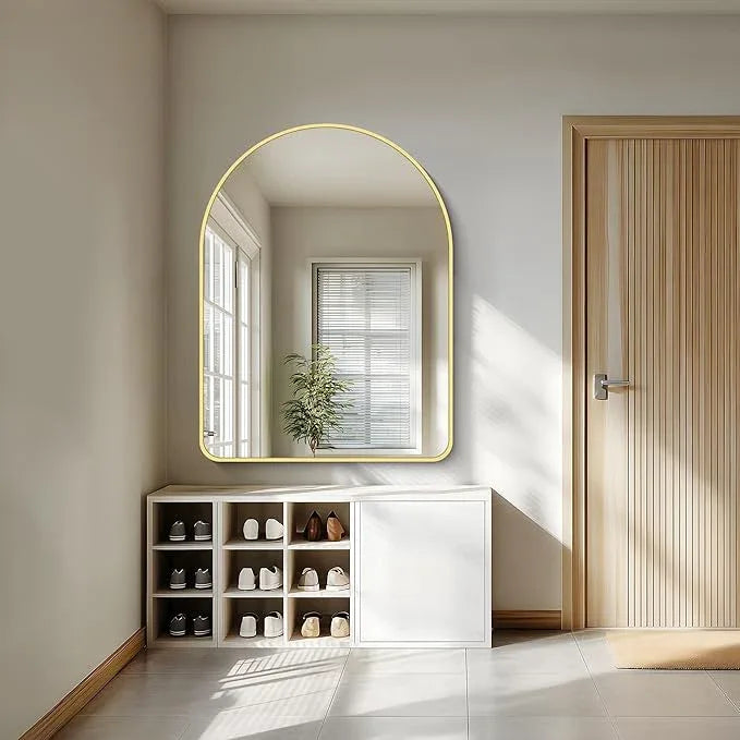 FORBATH Large Arched Wall Mirror 48x36 Inch, Gold Arch Bathroom Mirror with Aluminum Frame, Arched Mirror for Dresser, Fireplace,Entryway,Home Decor,Hanging or Leaning Against Wall - ModernBath