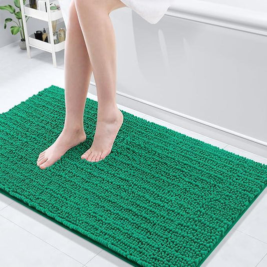 Arotive Luxury Chenille Bathroom Rug Mat, Extra Soft Thick Absorbent Shaggy Bath Rugs, Non-Slip Machine Wash Dry, Plush Bath Mats for Bathroom, Shower and Tub, 47x24, Emerald - ModernBath