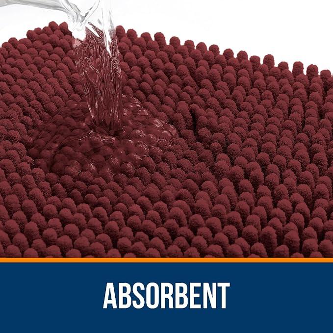 OLANLY Bathroom Rugs 30x20, Extra Soft Absorbent Chenille Bath Rugs, Rubber Backing Quick Dry, Machine Washable Bath Mats for Bathroom Floor, Tub and Shower, Home Decor Accessories, Andorra Red-Brown - ModernBath