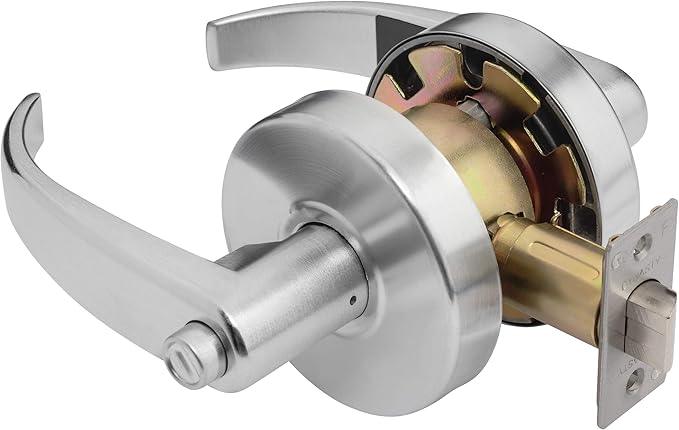 Dynasty Hardware Spartan Design Privacy Door Lock Lever Lockset, ADA Compliant, Grade 2 Heavy Duty Handle for Bathroom, Satin Chrome Finish, Model SPA-20-26D - ModernBath