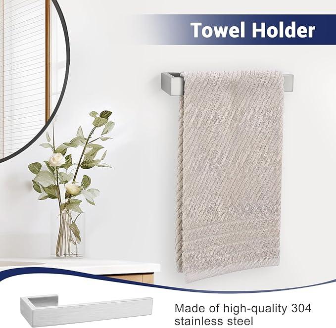 Brushed Nickel Bathroom Hardware Set, 4-Piece Bath Towel Bar Set SUS304 Stainless Steel Towel Rack Set for Bathroom, 23.6 inches Bathroom Towel Holder Set Wall Mounted - ModernBath