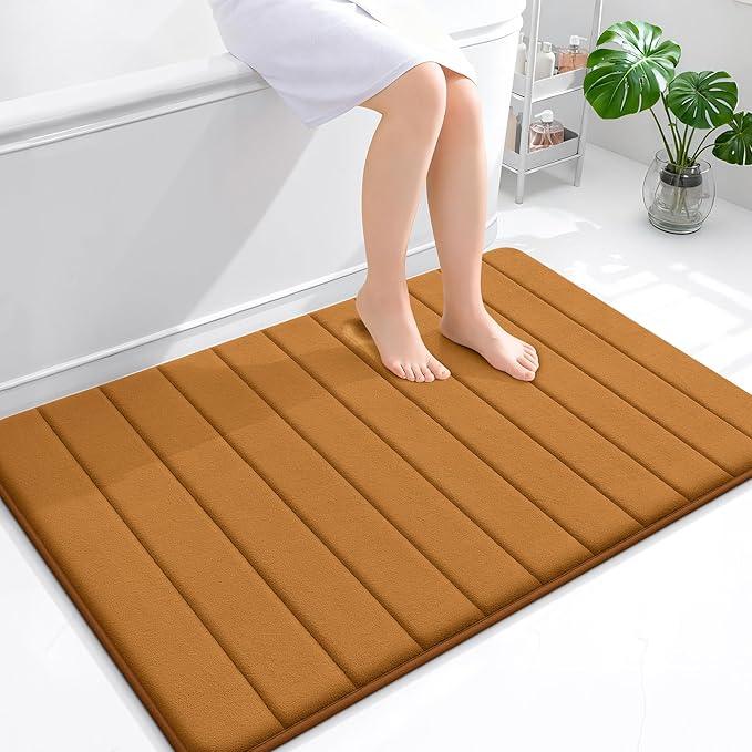 OLANLY Memory Foam Bath Mat 44x32, Super Soft Absorbent Bathroom Rugs, Quick Dry, Machine Washable Shower Floor Rugs, Bathmat Carpet, Bathroom Home Decor Accessories, Ochre - ModernBath