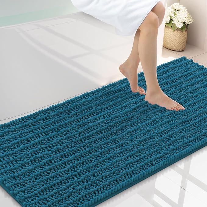 Smiry Bathroom Rugs Mat 59x24, Extra Soft Absorbent Chenille Bath Rugs, Non Slip Rubber Backing Machine Washable Quick Dry Bath Mats for Bathroom Floor, Tub, Shower, Home Accessories, Peacock Blue - ModernBath