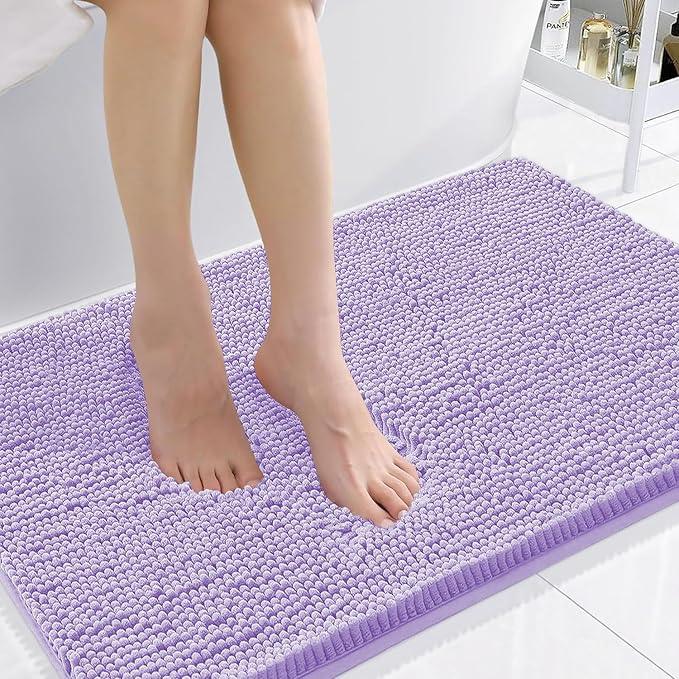 Smiry Luxury Chenille Bathroom Rugs 36x24, Extra Soft and Absorbent Shaggy Bath Mat, Machine Washable, Non-Slip Plush Carpet Runner for Tub, Shower, and Floor, Home Decor Accessories, Purple - ModernBath