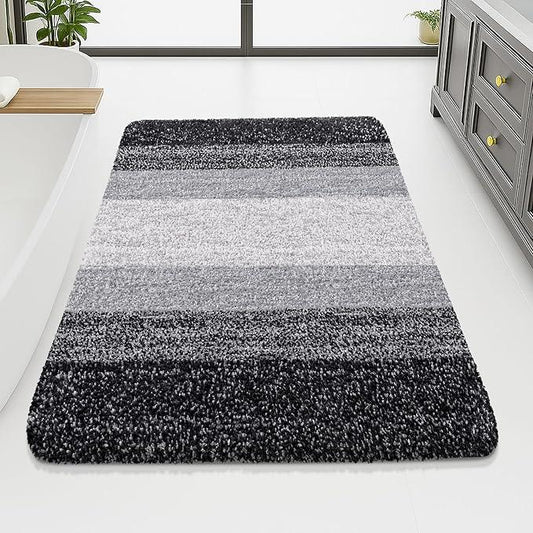 Arotive Microfiber Bathroom Rugs, Shaggy Soft and Absorbent Bath Rug, Non-Slip, Thick Plush Machine Washable Dry Bath Mats for Bathroom, Tub and Shower, 70x46, Black, Rectangular - ModernBath