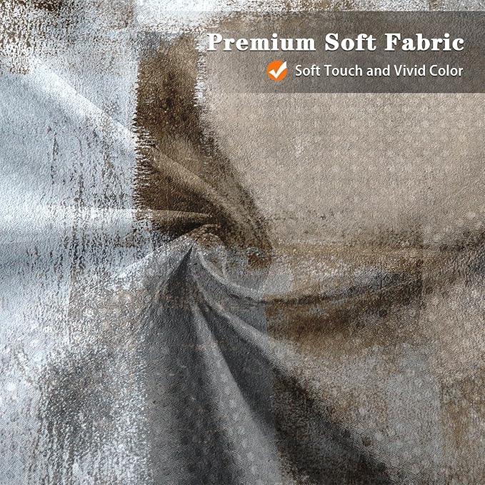 Culudea Brown Grey Painting Shower Curtain Set, Contemporary Gray Abstract Bathroom Window Waterproof Shower Curtain Set for Bathroom Decor - ModernBath