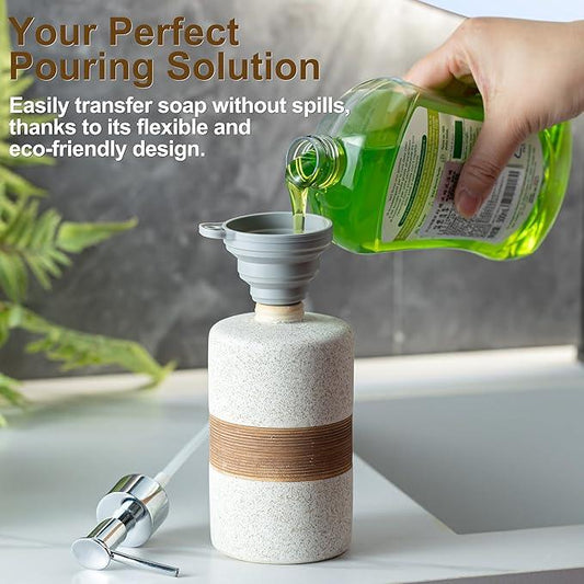 Cormomu Soap Dispenser for Kitchen & Bathroom, Dish Soap, Hand Soap, Shampoo, Conditioner Dispenser Bottle with Stainless Steel Pump, Includes Silicone Funnel, Non-Slip Design, Kitchen Decor, White - ModernBath