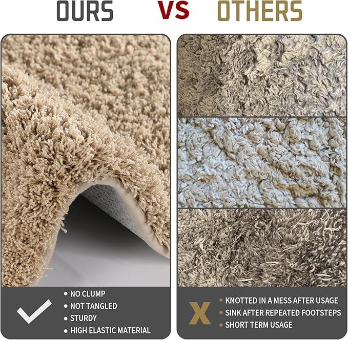Yimobra Bath Rugs for Bathroom 32x20, Ultra Soft and Water Absorbent Bath Mats, Non Slip Plush Shower Rugs, Microfiber Thick Matts for Bathroom Floor/Tub, Machine Washable, Pure Beige - ModernBath