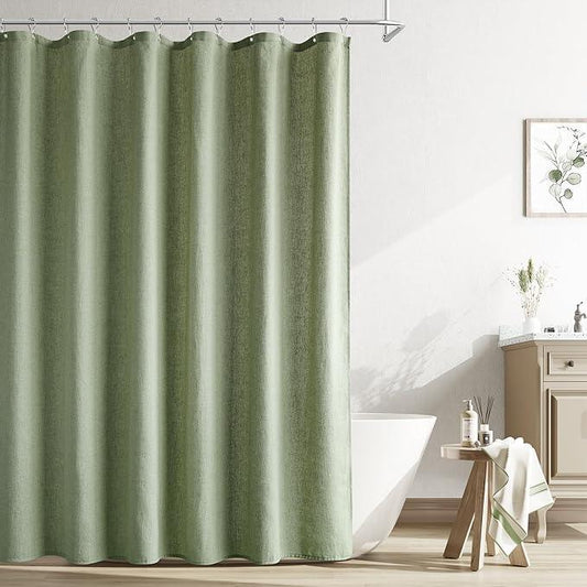 Naturoom 72x78 Shower Curtain, Neutral Linen Fabric Country Cottage Spring Summer Themed Bathroom Decor Weighted Hem Cloth Light Green Shower Curtains for Bathroom,72x78,Sage Green - ModernBath