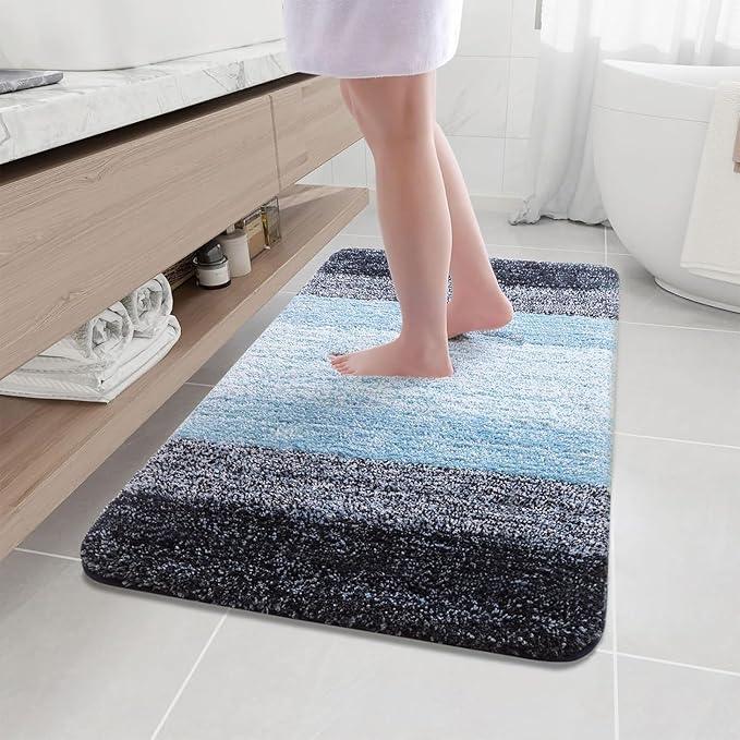 Arotive Microfiber Bathroom Rugs, Shaggy Soft and Absorbent Bath Rug, Non-Slip, Thick Plush Machine Washable Dry Bath Mats for Bathroom, Tub and Shower, 45x27, Blue, Rectangular - ModernBath