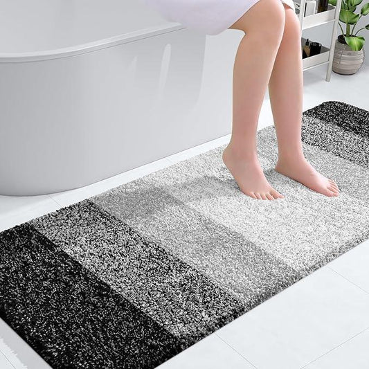 OLANLY Bathroom Runner Rugs 59x24, Extra Soft Absorbent Microfiber Bath Rugs, Rubber Backing, Quick Dry, Machine Washable Bath Mats for Bathroom Floor, Tub and Shower, Home Decor Accessories, Black - ModernBath