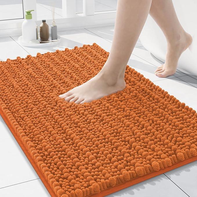 Arotive Luxury Chenille Bathroom Rug Mat, Extra Soft Thick Absorbent Shaggy Bath Rugs, Non-Slip Machine Wash Dry, Plush Bath Mats for Bathroom, Shower and Tub, 24x16, Clay - ModernBath