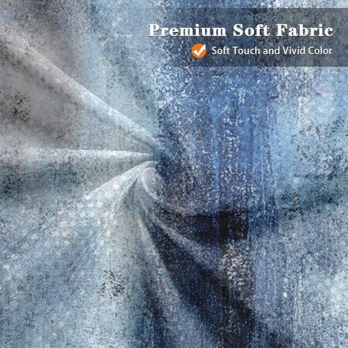 Culudea Blue Grey Gray Painting Shower Curtain Set, Contemporary Abstract Modern Oil Art Bathroom Window Waffle Cloth Waterproof Shower Curtains for Bathroom Decor - ModernBath
