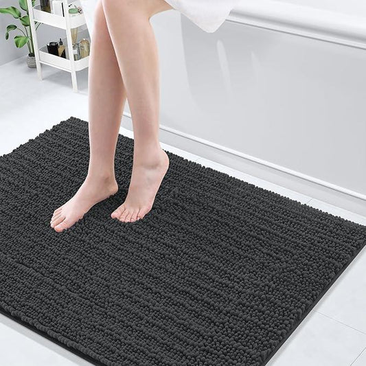 Arotive Luxury Chenille Bathroom Rug Mat, Extra Soft Thick Absorbent Shaggy Bath Rugs, Non-Slip Machine Wash Dry, Plush Bath Mats for Bathroom, Shower and Tub, 44x32, Dark Grey - ModernBath
