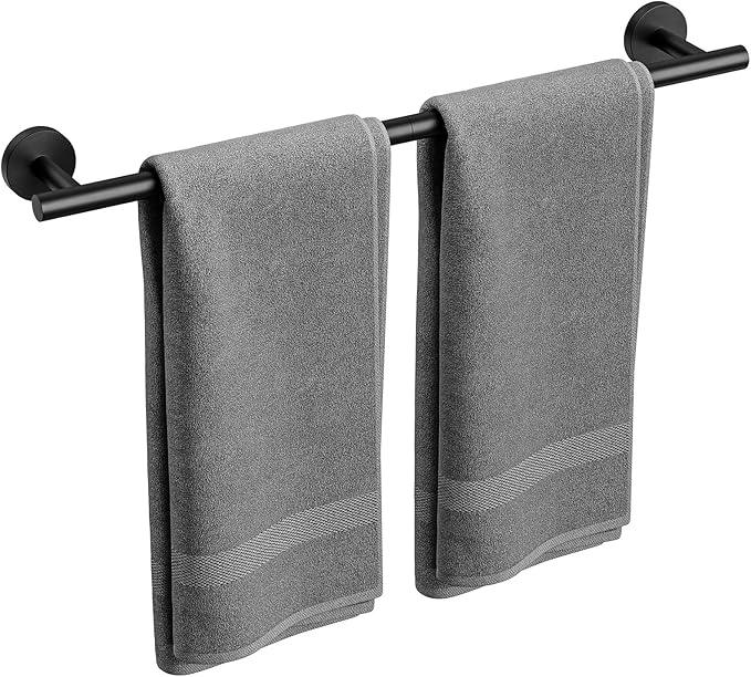 Matte Black Towel Bar, 24 Inch Bathroom Towel Rack (Total Length 26-Inch), Towel Holder Wall Mounted, Thicken SUS304 Stainless Steel Towel Rod Modern Home Decor - ModernBath