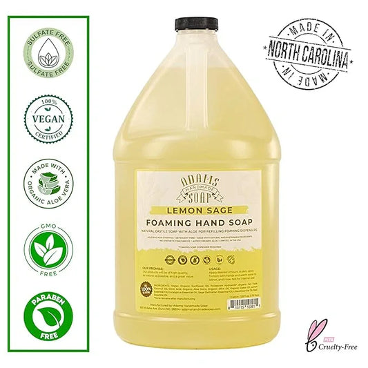 Adams Handmade Soap Liquid Foaming Soap 1 Gal - Lemon Sage (Pack of 4) - ModernBath
