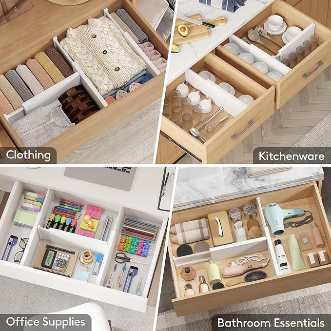 Lifewit 10 Pack Drawer Dividers Plastic 6" High, 13.5-22" Adjustable Drawer Organizers for Clothes, Expandable Dresser Separators in Bedroom/Bathroom/Kitchen/Fridge/Office Organization and Storage - ModernBath