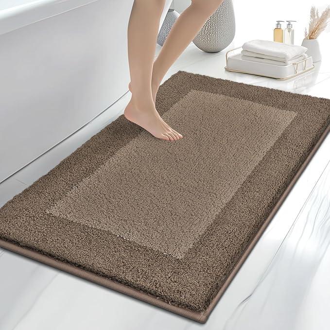 anllugs Bathroom Rugs 30" x 46", Non-Slip Extra Soft Absorbent Bath Rugs, Machine Washable Quick Dry Bath Mats for Bathroom Floor, Shower, Bathtub and Sink, Grayish Brown & Coffee - ModernBath
