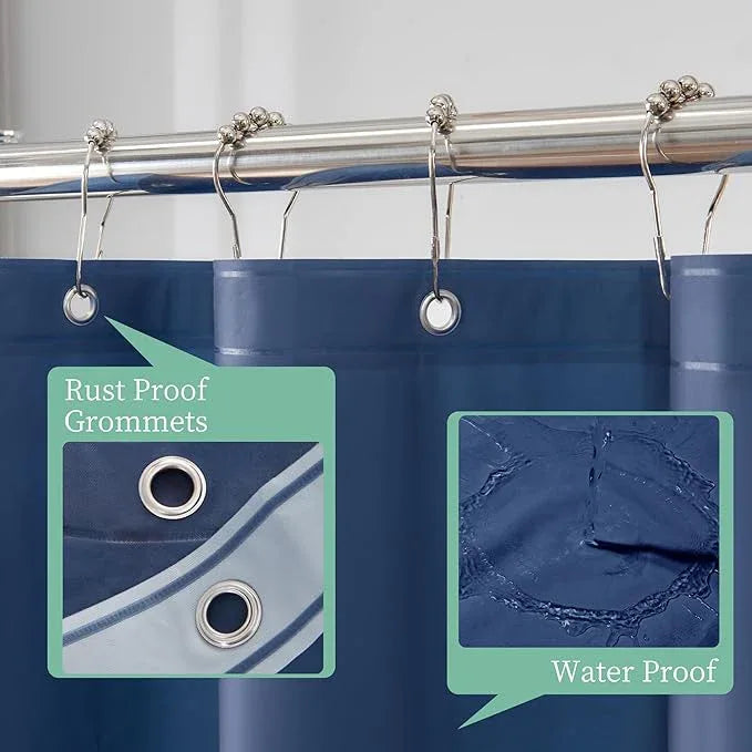 Mrs Awesome Navy Shower Curtain Liner with 3 Magnets, 72x72 Premium Flexible Sturdy Plastic Shower Curtain for Bathroom Lightweight & Waterproof, Navy Blue - ModernBath