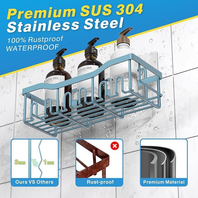 EUDELE Shower Caddy 2 Pack, Adhesive Shower Organizer for Home Decor & Kitchen Organizers, No Drilling, Rustproof Stainless Steel Bathroom Shelves - ModernBath