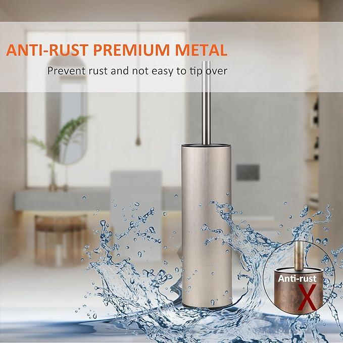 KLDKLD Toilet Brush and Holder Set Premium Material Toilet Bowl Cleaner Free Standing Toilet Bowl Brush and Holder 1pack Brushed Nickel - ModernBath