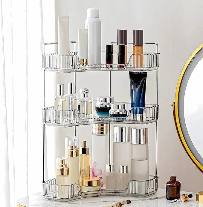 Weidace Corner Bathroom Counter Organizer Bathroom Countertop Shelf Makeup Organizer for Vanity Perfume Tray for Corner Storage (3 Tiers, Grey) - ModernBath