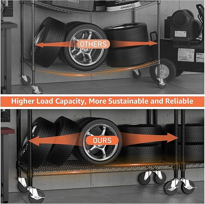 Garage Shelving 5 Tier Industrial Metal Shelving Units for Commercial, Basement, Pantry, Warehouse, School, Black Heavy Duty Easy Assembly 23.6" D x 53.2" W x 73.6" H - ModernBath