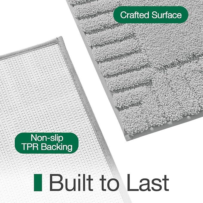 LUMI Bathroom Rugs Non Slip with Rubber Backing, Extra Soft Plush Microfiber Bath Rug Absorbent, Machine Washable Bath Mat Quick Dry for Tub, Shower, Hotel, Light Grey, 24"x43" - ModernBath