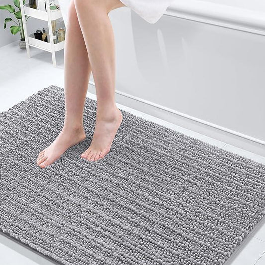 Arotive Luxury Chenille Bathroom Rug Mat, Extra Soft Thick Absorbent Shaggy Bath Rugs, Non-Slip Machine Wash Dry, Plush Bath Mats for Bathroom, Shower and Tub, 59x35, Grey - ModernBath