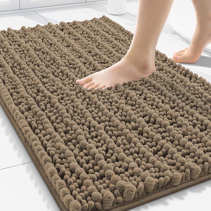 Smiry Bathroom Rugs Mat 30x20, Extra Soft Absorbent Chenille Bath Rugs, Non Slip Rubber Backing Machine Washable Quick Dry Bath Mats for Bathroom Floor, Tub, Shower, Home Decor Accessories, Camel - ModernBath