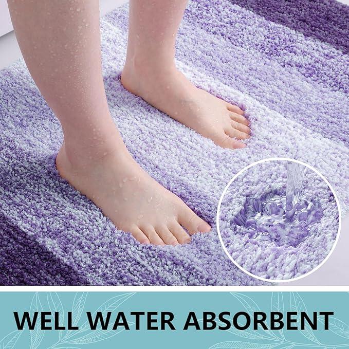 Arotive Microfiber Bathroom Rugs, Shaggy Soft and Absorbent Bath Rug, Non-Slip, Thick Plush Machine Washable Dry Bath Mats for Bathroom, Tub and Shower, 44x32, Dark Purple, Rectangular - ModernBath