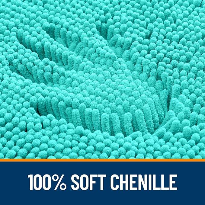 OLANLY Bathroom Rugs 59x24, Extra Soft Absorbent Chenille Bath Rugs, Rubber Backing Quick Dry, Machine Washable Bath Mats for Bathroom Floor, Tub and Shower, Home Decor Accessories, Teal - ModernBath