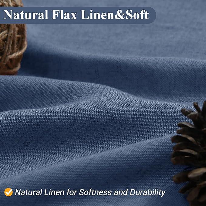 Naturoom Vintage Blue 54 Inch Shower Curtain - Stall Narrow Half Linen Ultra Thick Fabric Shower Curtain Set with Hooks, Boho Farmhouse Rustic RV Camper Bath Curtains for Bathroom, 54x78 - ModernBath