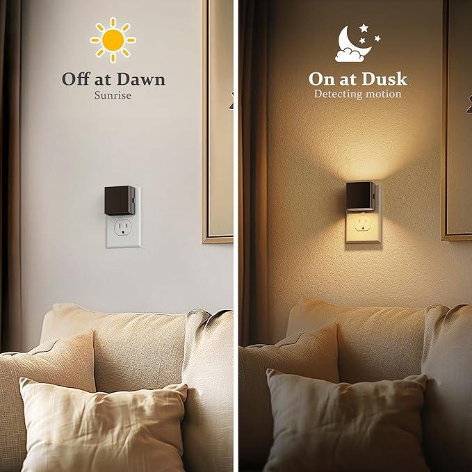 JandCase Night Light,Automatic Night Lights Plug into Wall,Dusk to Dawn,2 Pack Soft White 3000K Brightness Adjustable Nightlight for Kids Bedroom Bathroom Hallway Kitchen - ModernBath