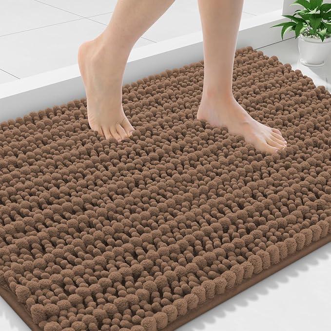 Smiry Bathroom Rugs Mat 36x24, Extra Soft Absorbent Chenille Bath Rugs, Non Slip Rubber Backing Machine Washable Quick Dry Bath Mats for Bathroom Floor, Tub, Shower, Home Decor Accessories, Mocha - ModernBath