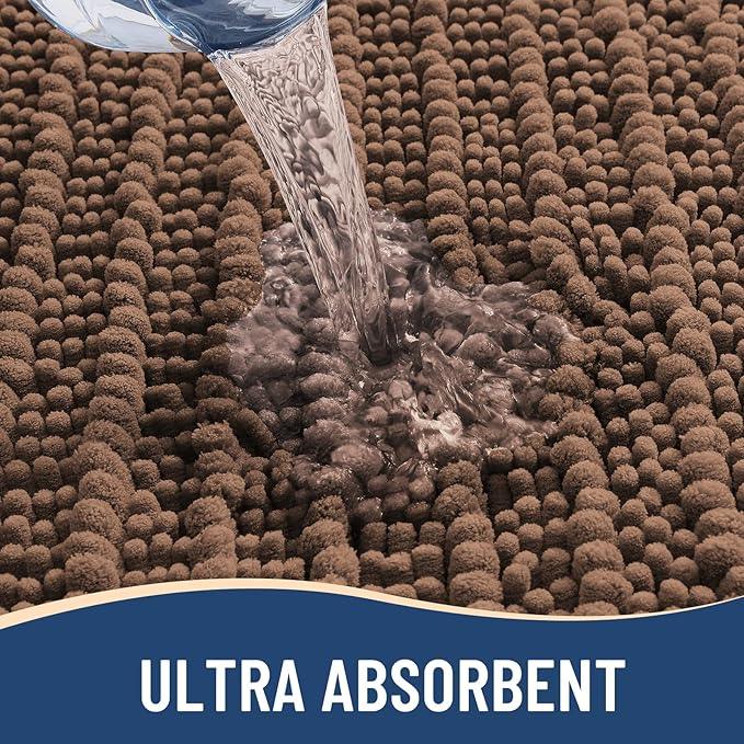 Arotive Luxury Chenille Bathroom Rug Mat, Extra Soft Thick Absorbent Shaggy Bath Rugs, Non-Slip Machine Wash Dry, Plush Bath Mats for Bathroom, Shower and Tub, 36x24, Mocha - ModernBath