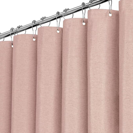 BTTN Blush Fabric Shower Curtain - Linen Textured Weighted Cloth Shower Curtain Set with 12 Plastic Hooks, Machine Washable, Hotel Spa Luxury, Decorative Neutral Bath Curtains for Bathroom, 72x72 - ModernBath