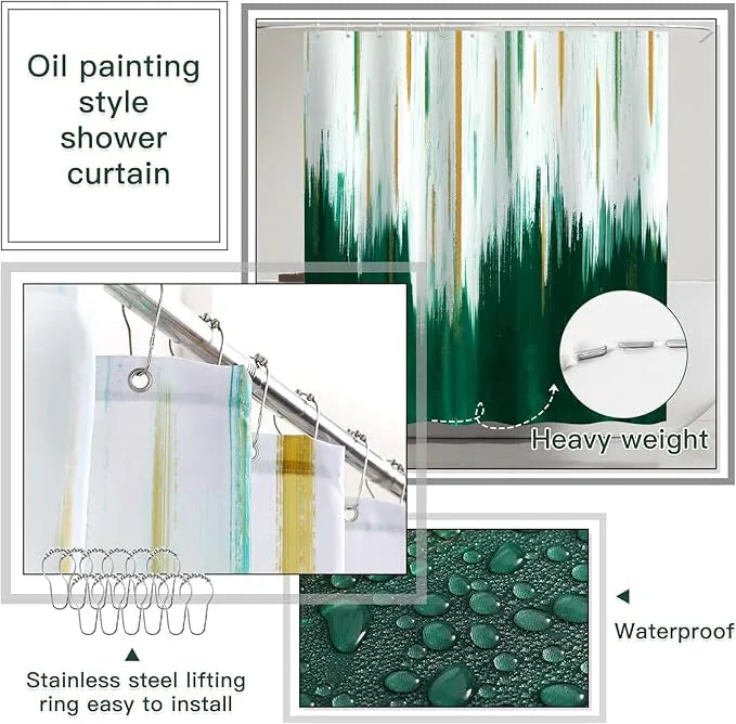WSBArt 32PCS Bathroom Accessory Set Green Bathroom Accessories Bathroom Set, Shower Curtain Set, 2 Piece Bath Towel Set, 3PC Soap Dispenser, Toilet Brush & Trash Can - ModernBath