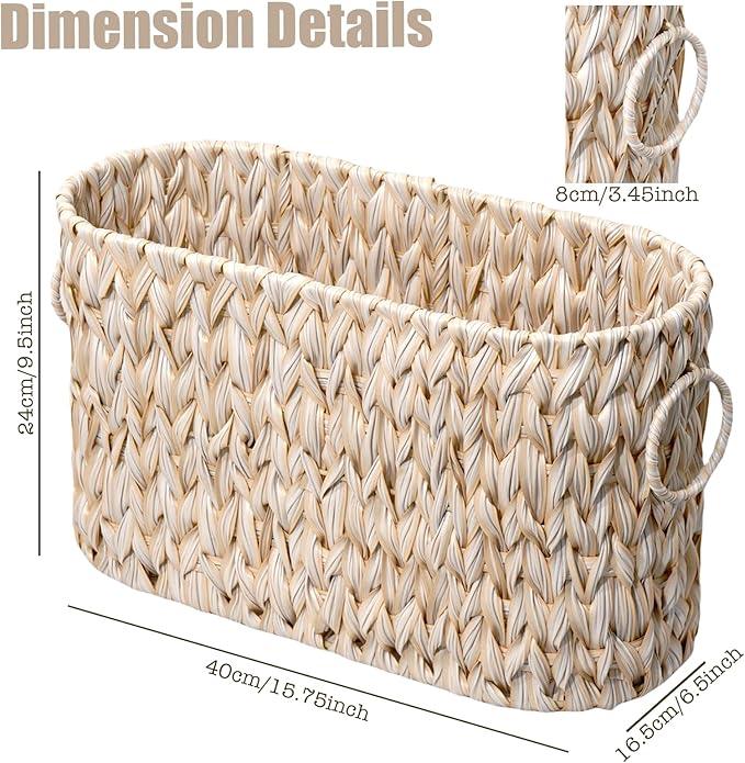 PINXIURY Toilet Paper Storage Basket, Bathroom Toilet Organizer with Strap Handle, Woven Toilet Paper Holder for 6 Mega Rolls, Bathroom Storage, Magazine Holder for Office, Bedroom, Buttermilk - ModernBath